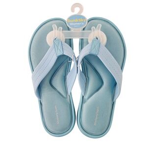 Sun & Sky Womens Light Blue Memory Foam Flip Flop Sandals Size 5-6 621178